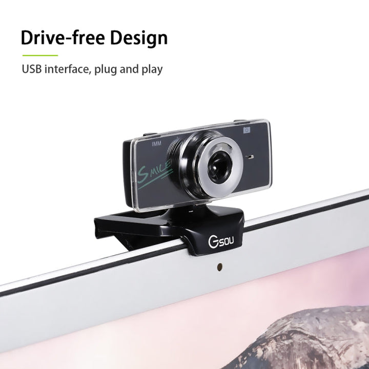 Lisslune | Gsou B18S HD Webcam with built-in microphone Smart webcam USB streaming live camera with noise cancellation