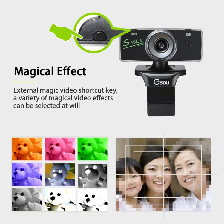 Lisslune | Gsou B18S HD Webcam with built-in microphone Smart webcam USB streaming live camera with noise cancellation