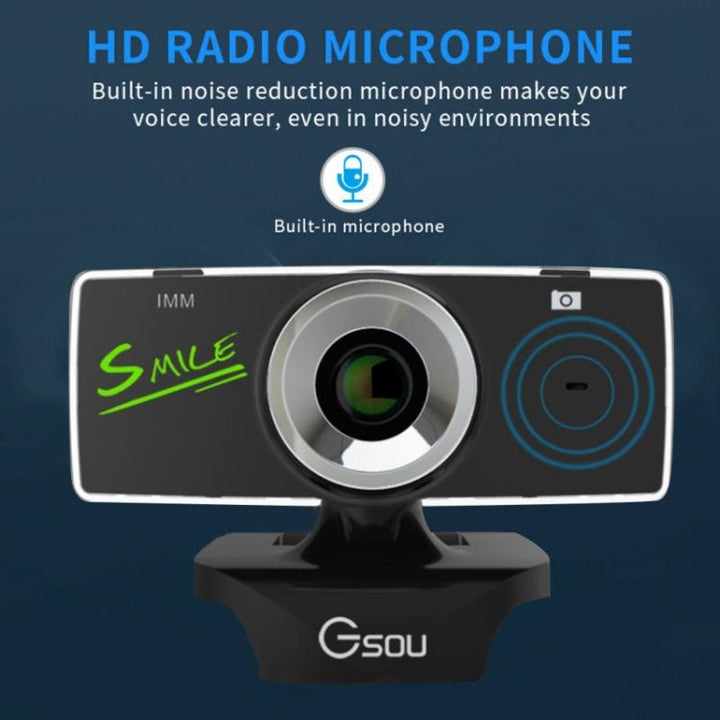 Lisslune | Gsou B18S HD Webcam with built-in microphone Smart webcam USB streaming live camera with noise cancellation