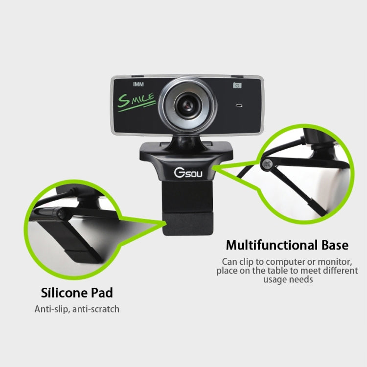 Lisslune | Gsou B18S HD Webcam with built-in microphone Smart webcam USB streaming live camera with noise cancellation