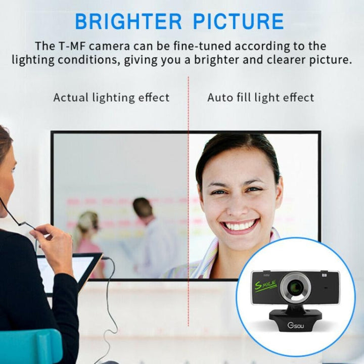 Lisslune | Gsou B18S HD Webcam with built-in microphone Smart webcam USB streaming live camera with noise cancellation