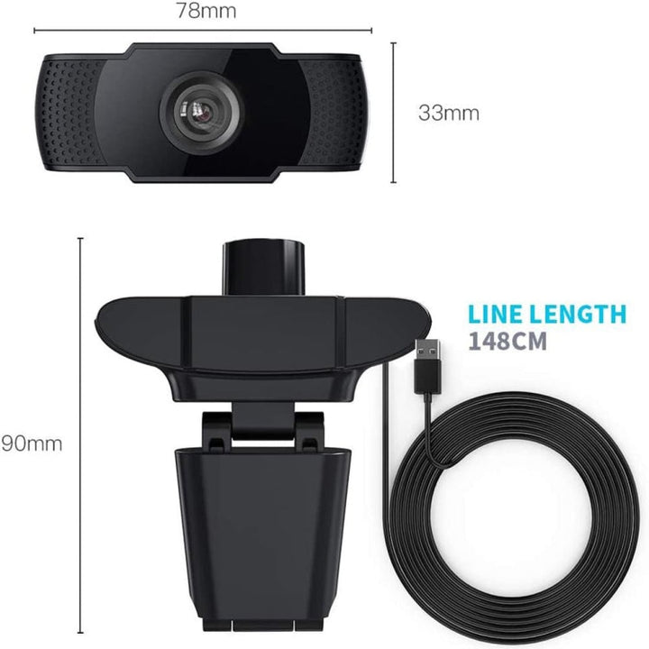 Lisslune | HD 1080P Megapixel USB Webcam with CMOS sensor and MIC for computers-PC-laptops