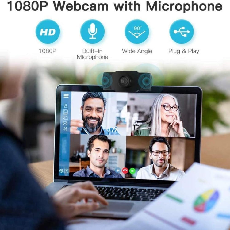 Lisslune | HD 1080P Megapixel USB Webcam with CMOS sensor and MIC for computers-PC-laptops