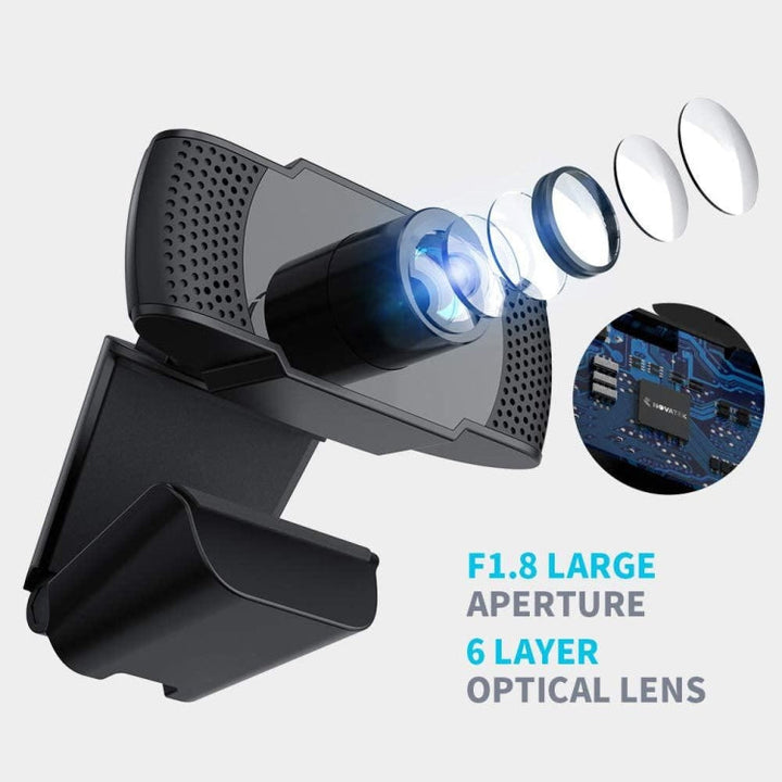 Lisslune | HD 1080P Megapixel USB Webcam with CMOS sensor and MIC for computers-PC-laptops
