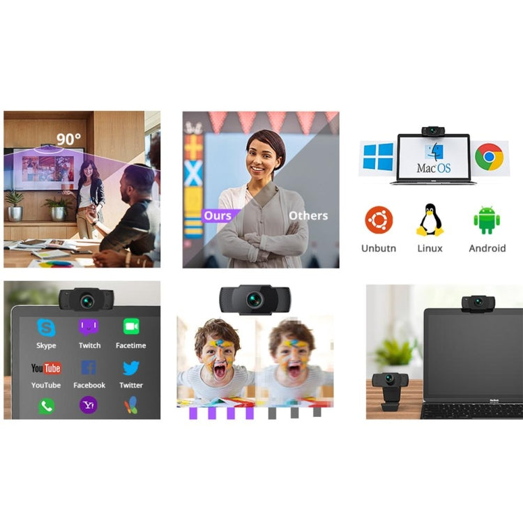 Lisslune | HD 1080P Megapixel USB Webcam with CMOS sensor and MIC for computers-PC-laptops