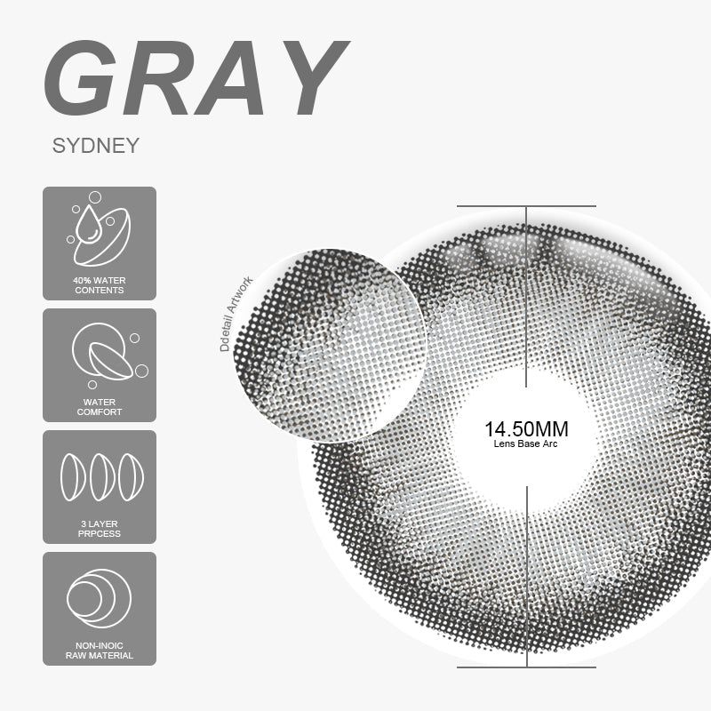 Lisslune Sydney Gray 14.5mm 1 Pair | 1 Year
