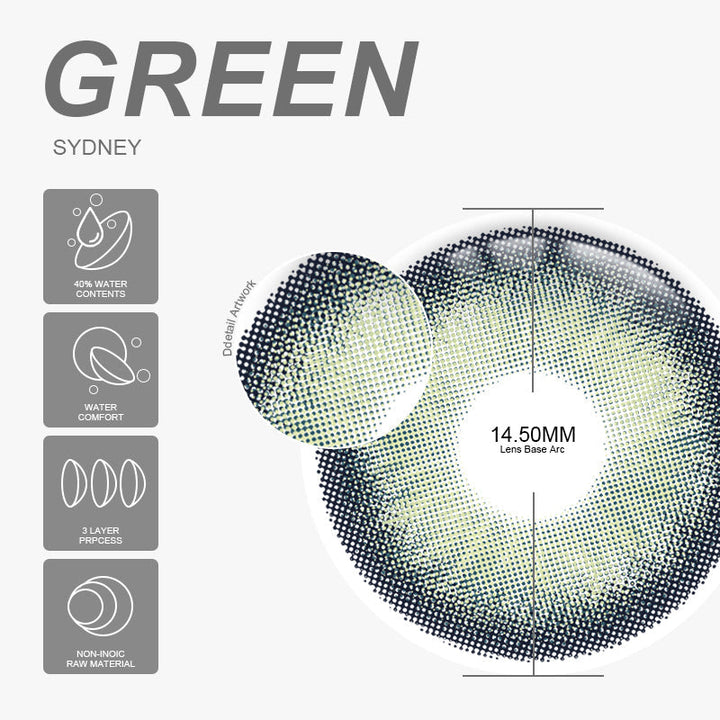 Lisslune Sydney Green 14.5mm 1 Pair | 1 Year