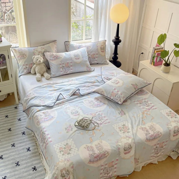 Rynx | new printed cool silk summer blanket three-piece summer cool blanket air conditioning blanket cool sleeping experience washable