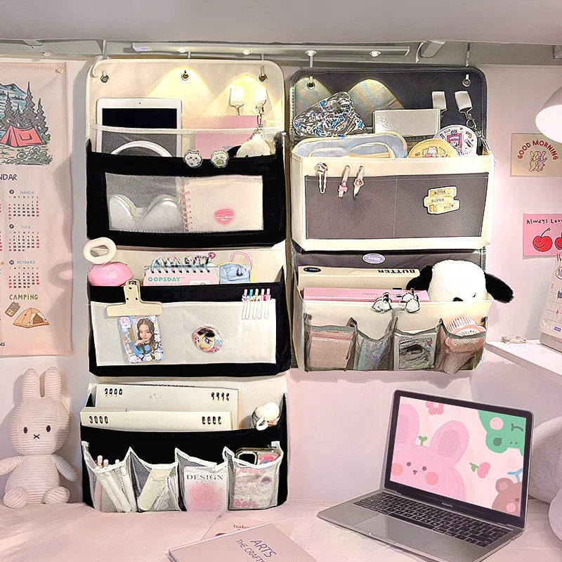 Rynx | Multi-layer Fabric Storage Hanging Bag Organizer Large Capacity Pockets Folding Knickknack Stationery Jewelry Hanging Case