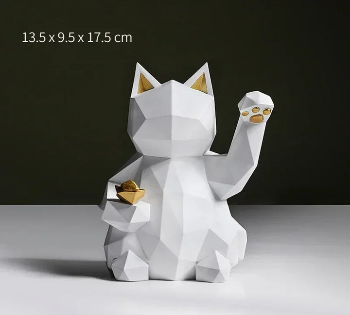 Lisslune | Nordic Minimalism Geometry Lucky Cat Statues