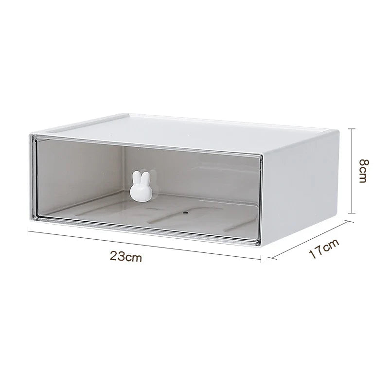 Rynx | Desktop Cosmetics Kawaii Stationery Storage Box Ins Plastic Drawer Storage Pen Cabinet Office Desk Stackable Storage Organization