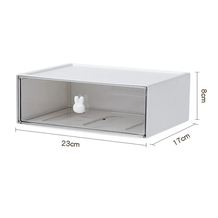 Rynx | Desktop Cosmetics Kawaii Stationery Storage Box Ins Plastic Drawer Storage Pen Cabinet Office Desk Stackable Storage Organization