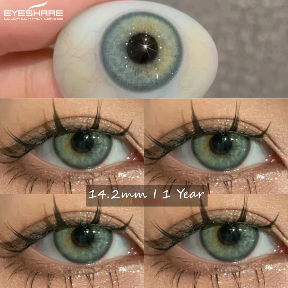 Rynx | Natural colored contact lenses for green eyes Blue contact lenses Brown beauty contact lenses Annual 2 pieces/pair Gray lenses