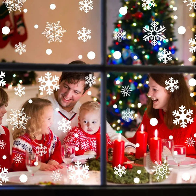 Rynx 36 Pieces/Set White Snowflake Christmas Wall Stickers Glass Window Stickers Christmas Decoration for Home New Year Gift Navidad 2024