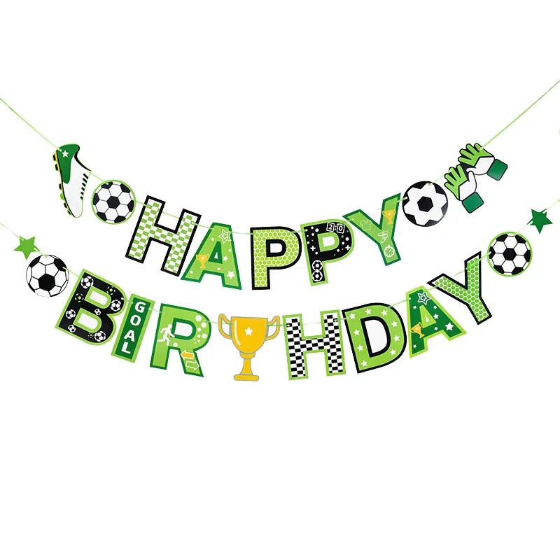 Rynx Football Theme Party Happy Birthday Banner Garland Children Boy Football Birthday Decorations Favorites Cupcake Toppers Flags Accessories