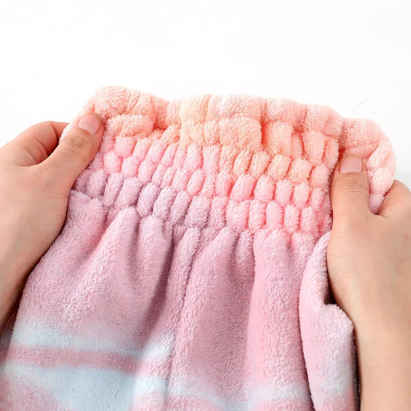 Rynx | 1pc Coral Fleece Shower Cap Rainbow Gradient Dry Hair Towel Soft and Absorbent Thick and Sweet Princess Cap Shampoo Dry Hair Cap