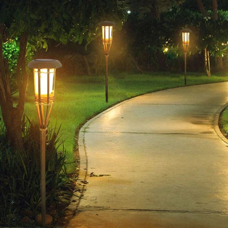 Lisslune | Solar Torch 5-Piece Set | Flame Effect LED Garden Lights | Solar Powered | Decorative Light for Outdoors