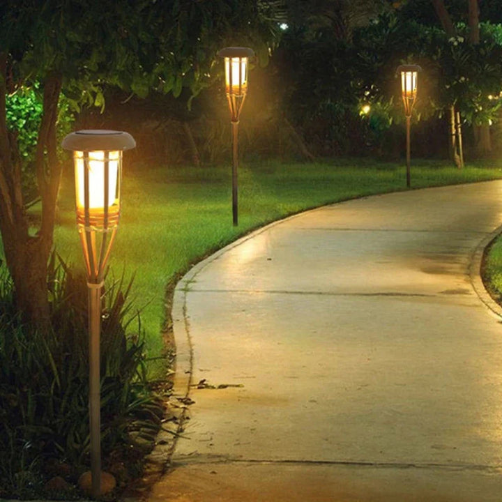 Lisslune | Solar Torch 5-Piece Set | Flame Effect LED Garden Lights | Solar Powered | Decorative Light for Outdoors