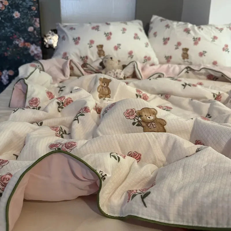 Rynx | Summer Blanket Cool Quilt Sweet Flower Blowing Cotton Summer Quilt Sleeping Naked Air Conditioning Quilt Lightweight Washable