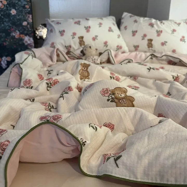 Rynx | Summer Blanket Cool Quilt Sweet Flower Blowing Cotton Summer Quilt Sleeping Naked Air Conditioning Quilt Lightweight Washable