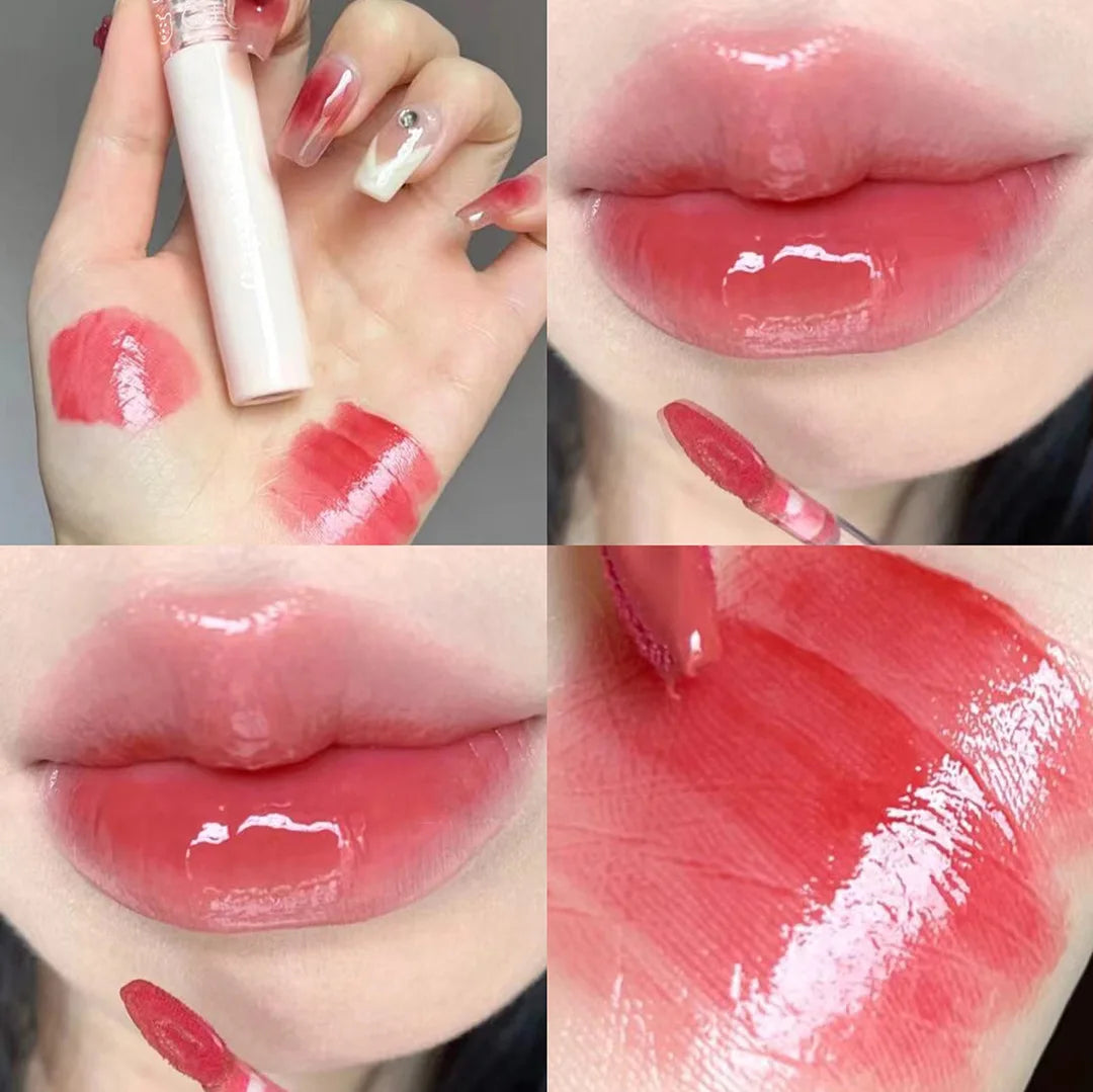 Rynx | Cherry Pink Mirror Water Lip Gloss 10 Colors Transparent Glass Lip Oil Waterproof Liquid Lipstick Nude Brown Clear Shade Makeup