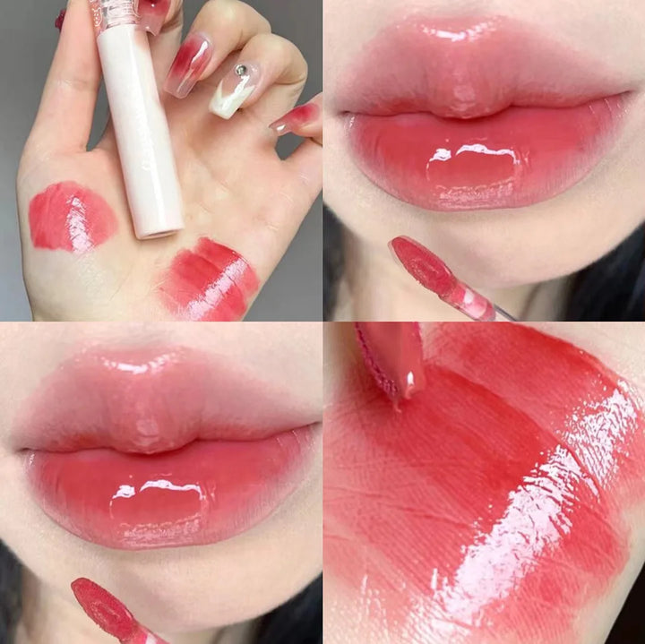 Rynx | Cherry Pink Mirror Water Lip Gloss 10 Colors Transparent Glass Lip Oil Waterproof Liquid Lipstick Nude Brown Clear Shade Makeup