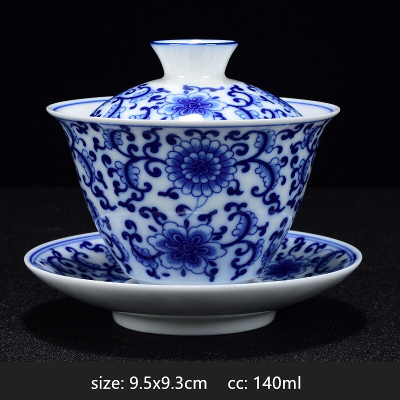 Lisslune | PorceVive Gaiwan Tea Cup | Handcrafted Porcelain with Landscape Pattern | Chinese Tea Set with Lid