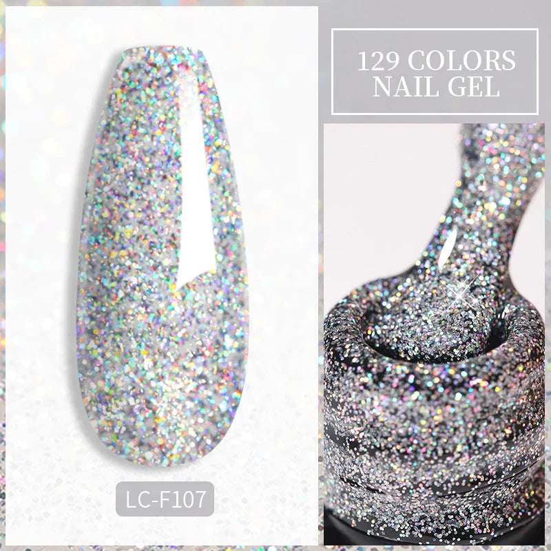 Rynx | 7ml Glitter Gel Nail Polish Semi Permanent Sequins Soak Off UV Gel Colorful DIY Nail Art Polishes