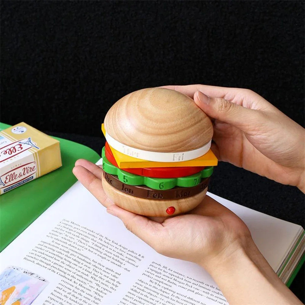 Lisslune | Rotating Wooden Hamburger Decorative Calender
