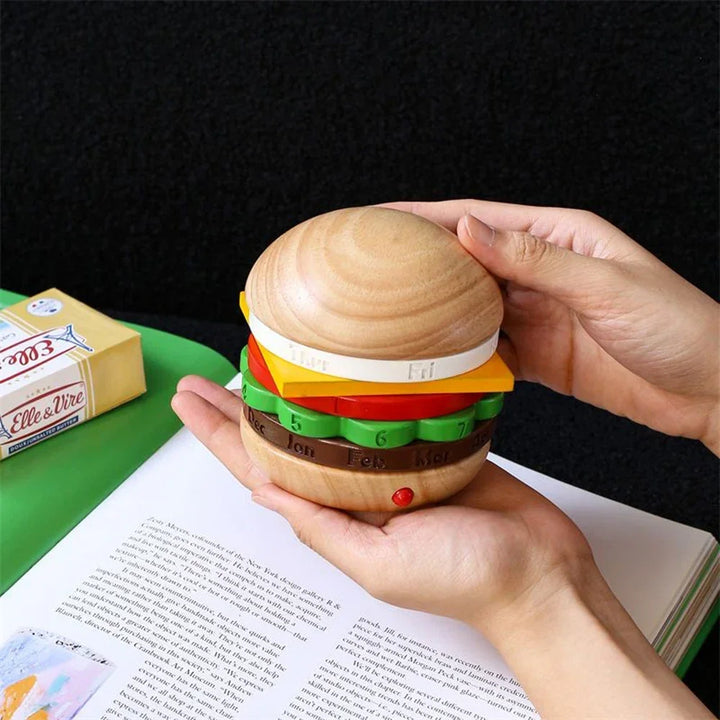 Lisslune | Rotating Wooden Hamburger Decorative Calender