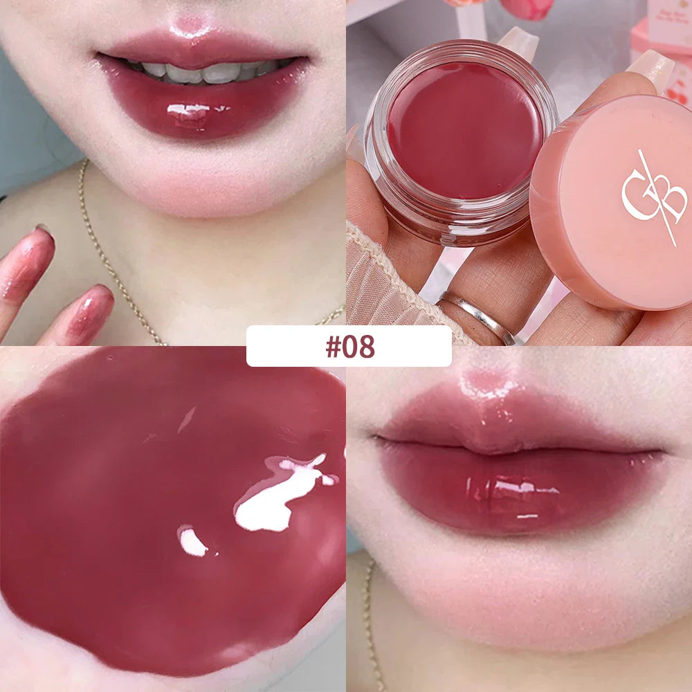 Rynx | Jelly Canned Lip Glaze 8 Colors Mirror Water Light Jam Lip Color Pigmented Long-lasting Moisturizing Plumping Lip Gloss Makeup