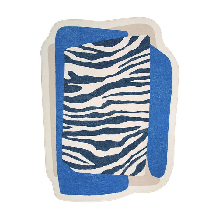 Rynx | Zebra striped living room large rugs irregular bedroom rug blue non-slip balcony mats fluffy soft changing room rug carpet