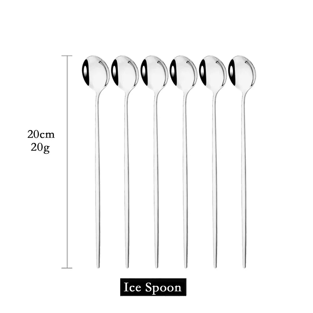 Lisslune | Golden 6-piece Long Handle Spoon Set