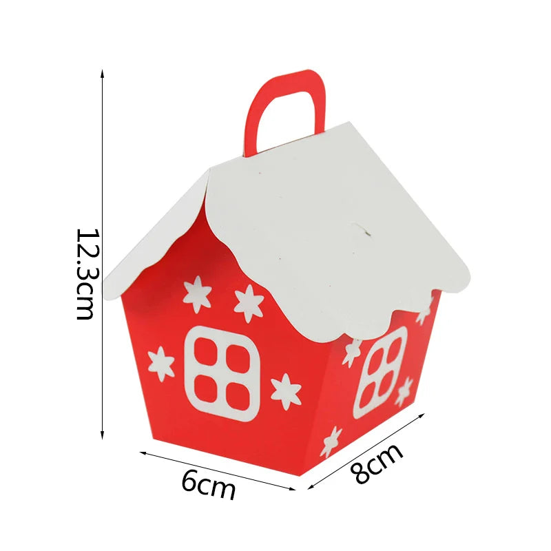 Rynx 10 Pieces Christmas Candy Box Bags Santa Gift Box DIY Cookie Packaging Bag Merry Christmas Party Decoration New Year Kids Gift