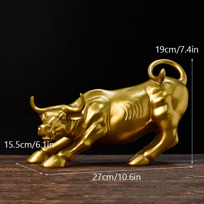 Lisslune | Graffiti-Painting Resin Bull Figures Home Living Room Bedroom Office Desktop Feng Shui Ornaments Collection Statues