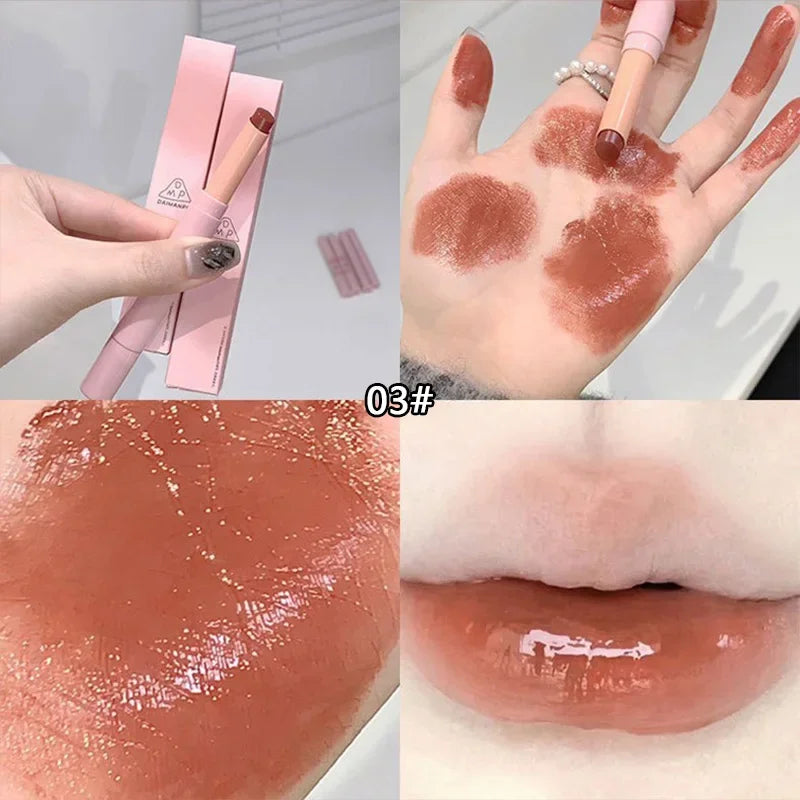 Rynx | Solid Pen Gloss Makeup Moisturizing Mirror Red-Brown Lipstick Long-Lasting Clear Moisturizing Lip Tint Natural Nude Lipstick