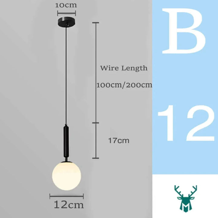 Lisslune | Mid-Century Modern Glass Ball Pendant Light