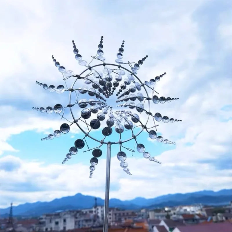 Lisslune | Unique Solar-Powered Kinetic Metal Windmill Spinner - Magical Wind Collectors for Patio, Garden, Lawn Outdoor Decoration