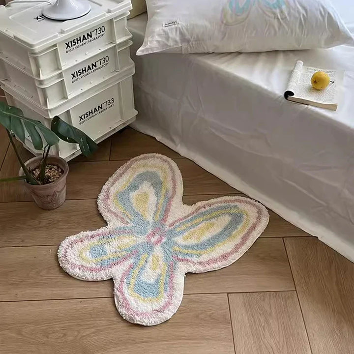 Rynx | Tufting Butterfly Bathroom Mat Living Room Rug Bath Mat Bedside Rug Soft Bedroom Floor Pad Aesthetic Home Decor 60x60cm