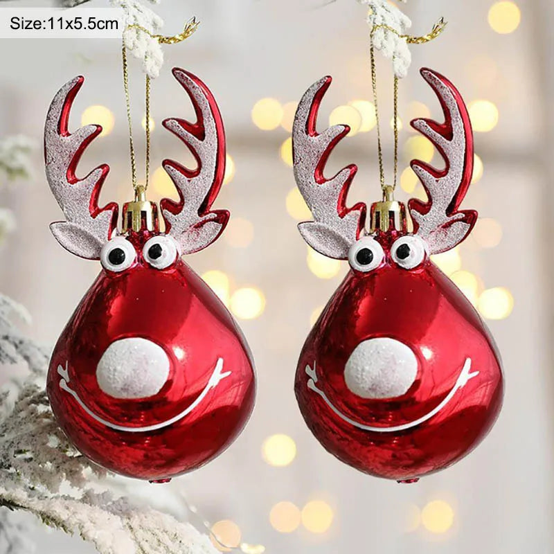 Rynx 2pcs Moose Christmas Balls Ornaments Christmas Tree Hanging Ball Pendant Christmas Decorations for Home New Year Party Navidad