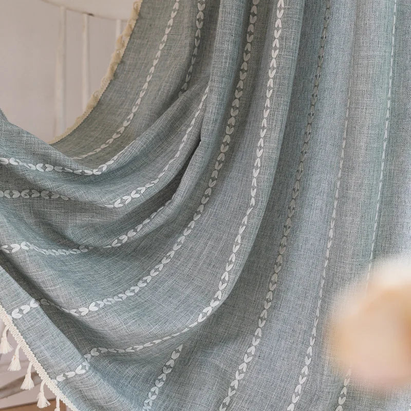 Rynx Cotton-Linen Blend Curtains Street Bags Shadow Curtain Tassel for Kitchen Bedroom Living Room Bay Window Closet Curtain