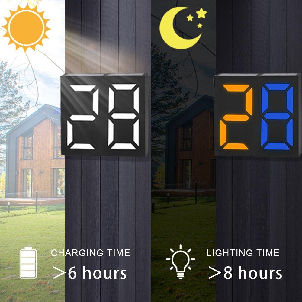 Lisslune | Elegant Solar-Powered LED House Number Sign: Contemporary Outdoor Signage