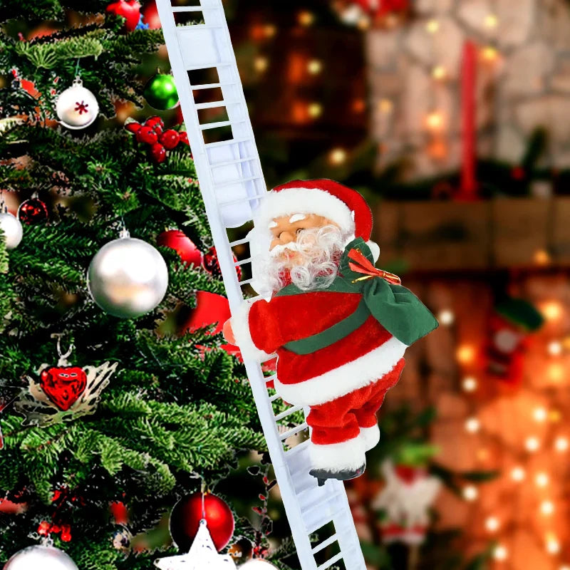 Rynx Santa Claus Doll Climbing Ladder with Music Christmas Tree Ornaments Decorations For Home 2025 Christmas New Year Kids Gift