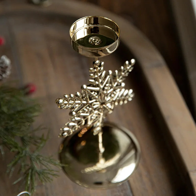 Rynx | Christmas Golden Wrought Iron Candle Holder Star Moose Christmas Tree Candle Holder Merry Christmas New Year Table Decoration
