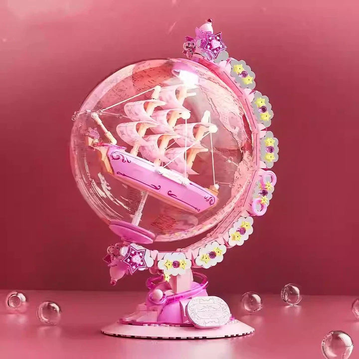 Lisslune | Fantasy Dream Pink Sailboat Globe Decor