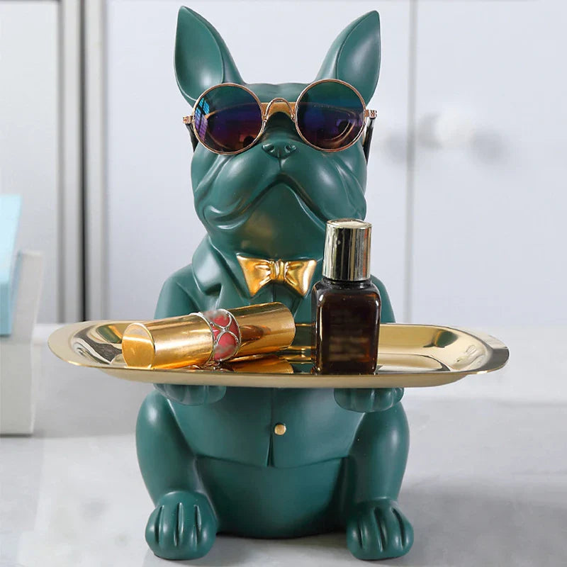 Lisslune | French Bulldog Figurine with Tray for Stylish Decoration