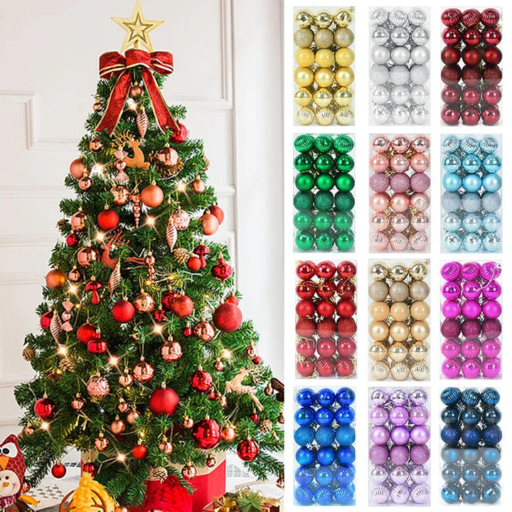 Rynx 1box Christmas balls Christmas tree decoration ball Xmas hanging tree ornament home party decor New Year gift Noel Navidad