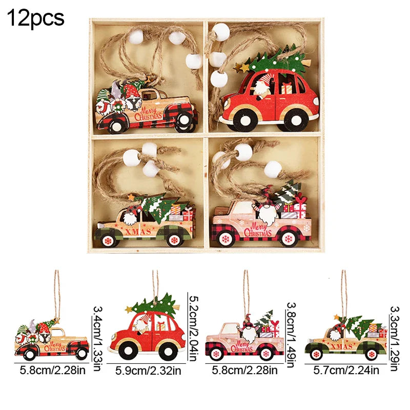 Rynx Christmas Wood Pendant Gingerbread Man Gnome Christmas Tree Hanging Decoration Noel Navidad Decorations for Home New Year Gift