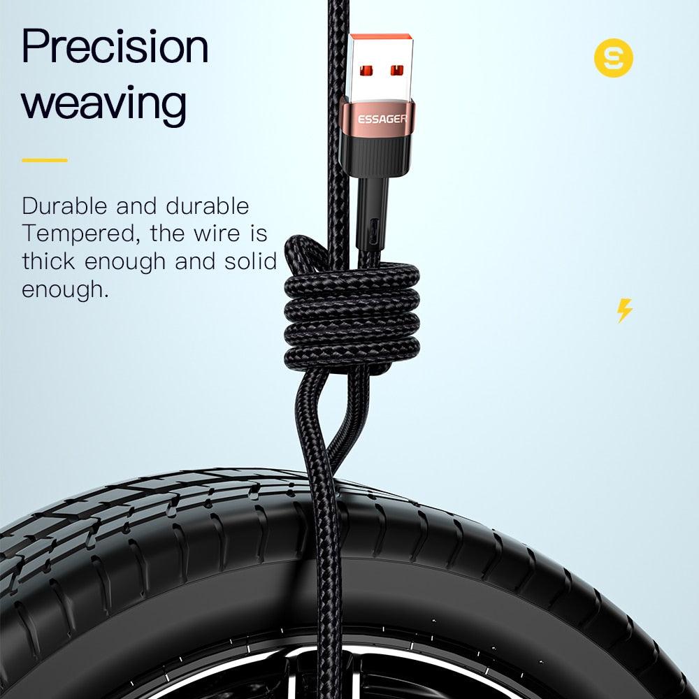 Lisslune | Essager 6A USB-C charging cable - Fast data transfer & fast power supply for Huawei P40 Pro, Samsung S21 Ultra, Poco - 66W fast charger