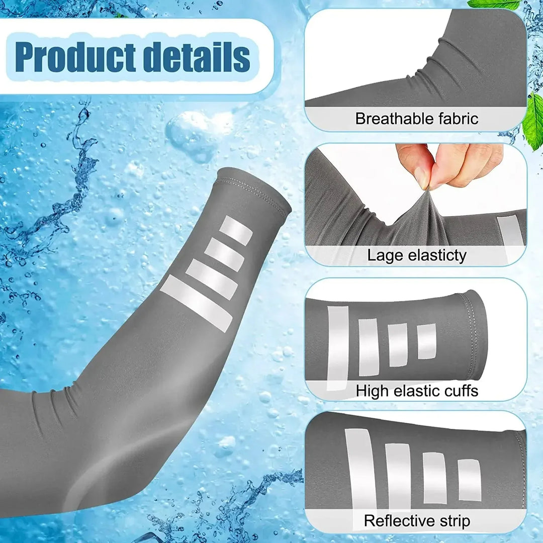 Rynx | 2 Pieces Summer Outdoor Sun Protection Arm Sleeves Quick Drying Breathable Night Running Cycling Reflective Ice Silk Sleeves